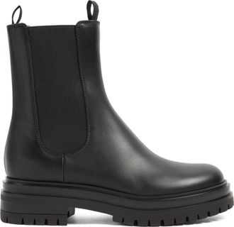 Gianvito Rossi Black Leather Biker Boots-Donna