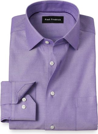 Paul Fredrick Tailored Fit Comfort Stretch Non-iron Herringbone Dress Shirt