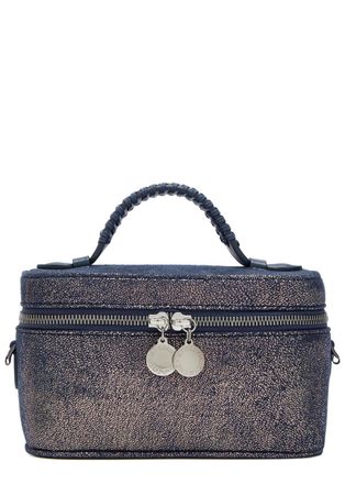 Stella McCartney Stella Mccartney Falabella Metallic Faux Suede Vanity Case - Navy - One Size