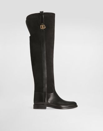Dolce & Gabbana Suede Riding Boots - Woman Boots And Booties Black 36.5