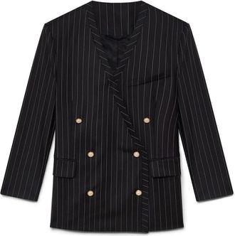 Casablanca Wool Pinstripe Oversized Blazer - Dames - Blazers - Zwart - XS - Katoen - Jassen