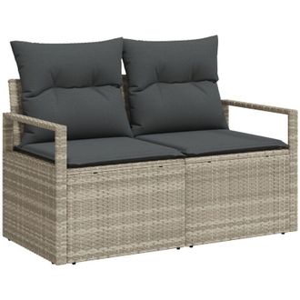 vidaXL Sof&aacute; De Jard&iacute;n Con Coj&iacute;n Gris 120 X 62 X 69cm Rat&aacute;n Sint&eacute;tico Vidaxl