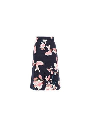 Erdem Floral-print cotton-blend canvas skirt Size XS