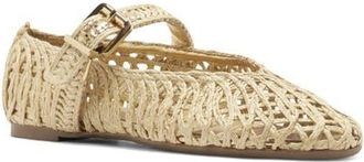 Arezzo Ciara Mary Jane Ballet Flat in Natural Gold at Nordstrom, Size 7.5