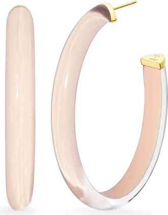 Gold & Honey Womens Xl Oval Illusion Neutral Lucite Hoop Earrings In Nude 2