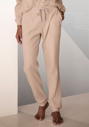 Lascana Homewearhose LASCANA, Damen, Gr. 32/34, N-Gr, beige (sand, meliert), Rippware, Obermaterial: 56% Polyester, 41% Viskose, 3% Elasthan, meliert, unifarb
