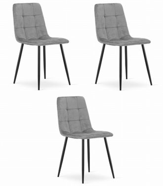 OEM Silla Kara - Terciopelo Gris Claro / Patas Negras X 3