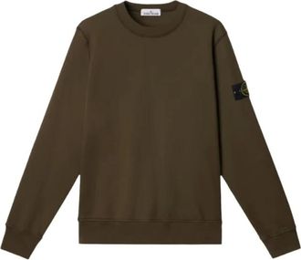 Stone Island Sweatshirts, male, Green, 2XL, Military Green Crewneck Sweatshirt