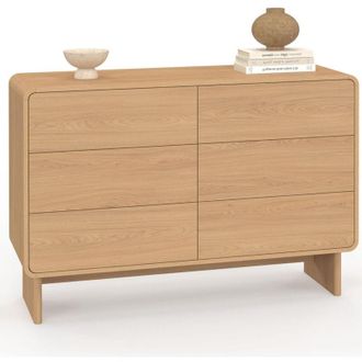 IDMarket CAPUCINE Cassettone a 6 cassetti da 110 cm, design faggio arrotondato