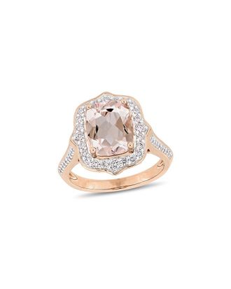 Rina Limor 14K Rose Gold 3.29 Ct. Tw. Diamond & Morganite Halo Ring