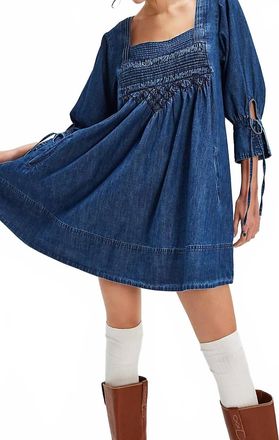 Free People Sonora Mini Denim Dress In Midnight Rinse
