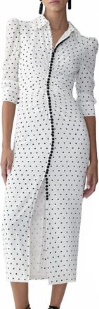 Carolina Herrera Polka Dot Shirt Dress In Black/white