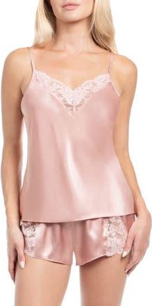 In Bloom by Jonquil Rosalie Lace Trim Satin Short Pajamas in Rose Dawn at Nordstrom Rack, Size Small