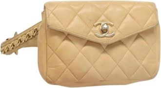 Chanel Pre-owned Belt Bags, female, Beige, Size: ONE SIZE Pre-owned Leather crossbody-bags