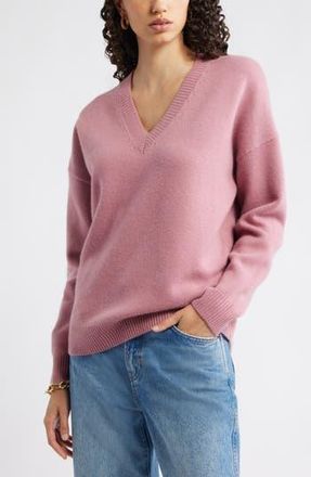 Nordstrom V-Neck Wool & Cashmere Sweater in Pink Heather at Nordstrom Rack, Size X-Large