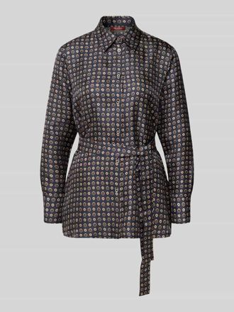 Max Mara Regular Fit Hemdbluse aus bedruckter Seide Modell BOCCALE in Marine, Gr&ouml;&szlig;e 44