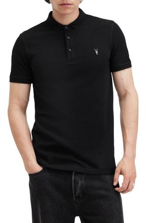 AllSaints Reform Cotton Piqu&eacute; Polo in Black at Nordstrom, Size Xx-Large
