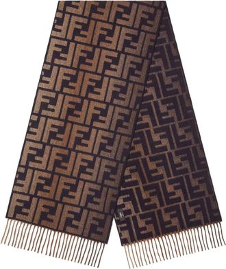 Fendi Winter Scarves, male, Brown, Size: ONE SIZE FF Jacquard Scarf