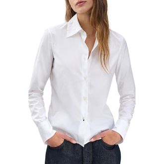 Rag & Bone Dayton Cotton Poplin Button-Up Shirt in White at Nordstrom, Size Small