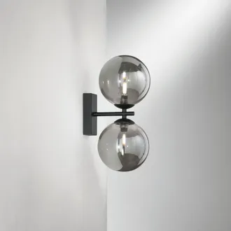 Luce-Ambiente-Design Honey wall lamp in Black Metal With Smoked Glass Diffusers
