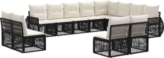 vidaXL Conjunto De Sof&aacute;s De Jard&iacute;n 12 Uds. Negro Y Blanco Crema Vidaxl