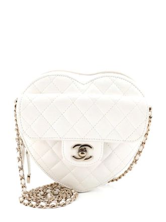 Chanel CC in Love Heart Bag Quilted Lambskin crossbody bag - women - Calf Leather - One Size - White