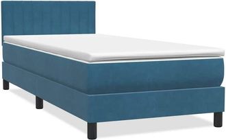 vidaXL Cama Box Spring Con Colch&oacute;n Terciopelo Azul Oscuro 80x220 Cm Vidaxl