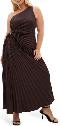 City Chic Aliza One-Shoulder Dress in Chocolate at Nordstrom, Size 14W