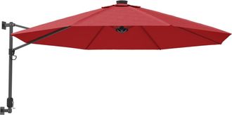 vidaXL Sombrilla De Pared Con Led Rojo Brillante 290 Cm Vidaxl