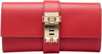 Herm&egrave;s Pre-owned Medor Clutch - Dames - Vintage Clutch - Rood - ONE Size - Leer - Vintage