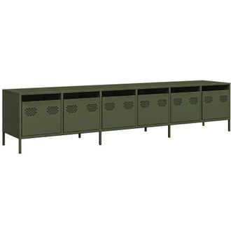 vidaXL Vidaxl - Mueble Tv Acero Laminado En Fr&iacute;o Verde Oliva 202x39x43,5 Cm