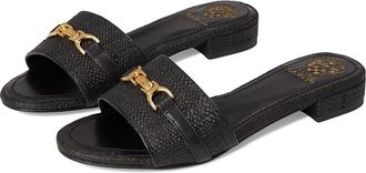 Vince Camuto Maxine Banded Buckle Slide Sandals Womens Sandals Black : 5.5 M, Leather