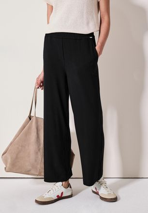 Cecil Culotte CECIL Style Neele, Damen, Gr. XXL (46), L&auml;nge 26, schwarz, Jersey, Obermaterial: 95% Viskose, 5% Elasthan, unifarben, loose fit kn&ouml;chellang, H