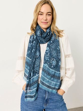 Fat Face FatFace Navy Blue Spring Floral Printed Lightweight Scarf