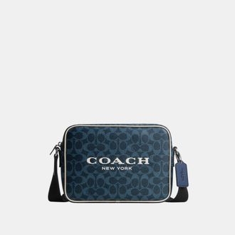 Coach Mens Colton Crossbody Bag 25 In Signature Canvas With Graphic - Dark Blue - One Size