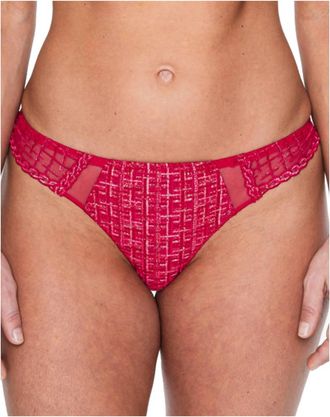 Louisa Bracq Tanga Tweegy Lace Thong In Rouge A Levre