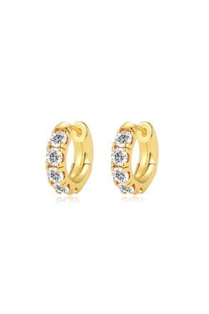 Classicharms Daniela Huggie Hoop Zirconia Earrings in Clear White at Nordstrom