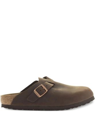 Birkenstock Boston leren muiltjes met gesp - Bruin