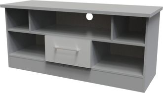 Welcome Furniture Wellington Ready Assembled TV Unit with 1 Drawer - Uniform Matt & Dusk Grey - Welcome Furniture | TJ Hughes