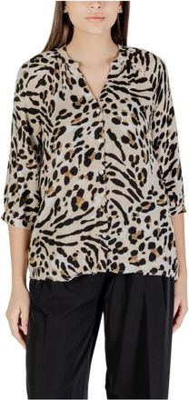 Ichi Ichi, Dames, Blouses & Shirts, Beige, Maat: 2XL Viscose