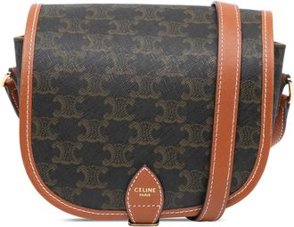 Celine Hobo Bags - 2019 Medium Triomphe Coated Canvas Folco Crossbody - Gr. unisize - in Braun - für Damen