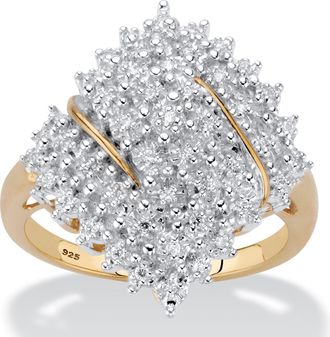 Palm Beach Jewelry 1/4 Cttw. Round Diamond 18k Gold-plated Sterling Silver Cluster Ring