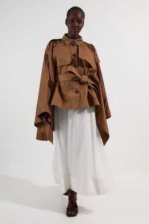 Karen Millen Cape Detail Trench Coat in Camel at Nordstrom, Size 12