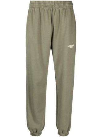 Represent logo-print cotton track pants - Verde