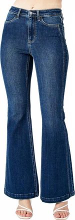 Judy Blue Womens High Waist Angle Seam Flare Jean In Dark Wash