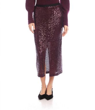 Karen Kane Sequin Midi Skirt In Eggplant