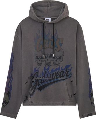 GCDS Riders Print Hoodie - Heren - Hoodies - Grijs - M - Katoen - Hoodies & sweatvesten