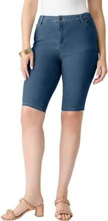 Roaman's Plus Size 24/7 Stretch Bermuda Short in Medium Stonewash at Nordstrom, Size 26