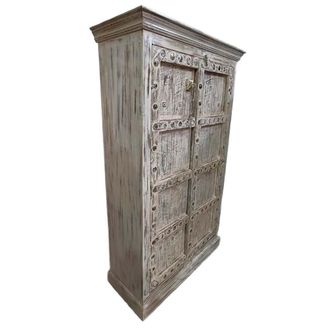 Wanderlust Deco Armario de madera acabado artesanal gris 120x46x170 cm