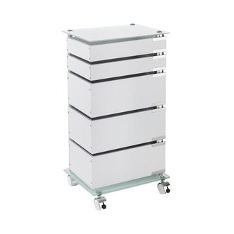 Oresteluchetta Cajonera Moderna Con Ruedas Para Oficina 5 Cajones Y Estante De Vidrio Easy 5/c